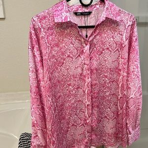 Zara pink silk shirt